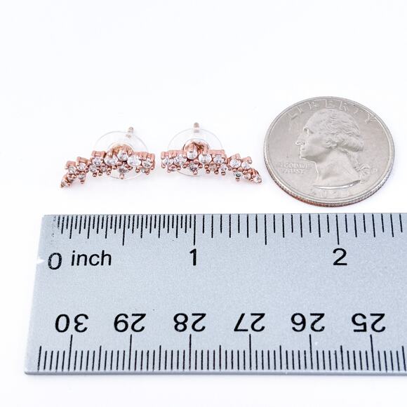 Vintage Sterling Silver 925 Rose Gold Tone Cubic Zirconia Earrings - Picture 7 of 7